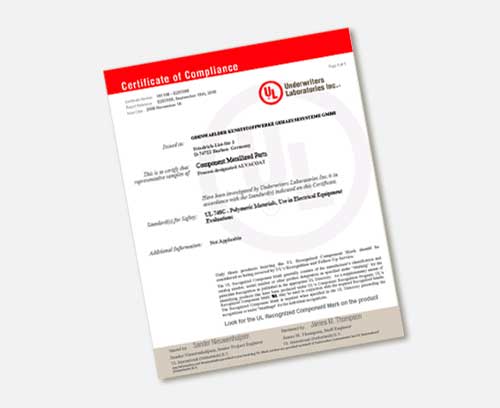 UL certificate (UL 746 C)