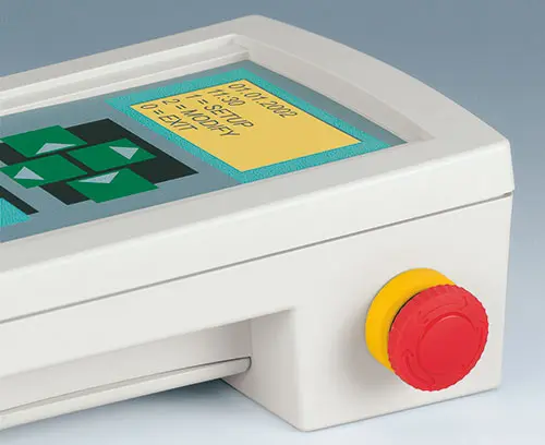 Application with emergency stop switch fitted (external acc.)