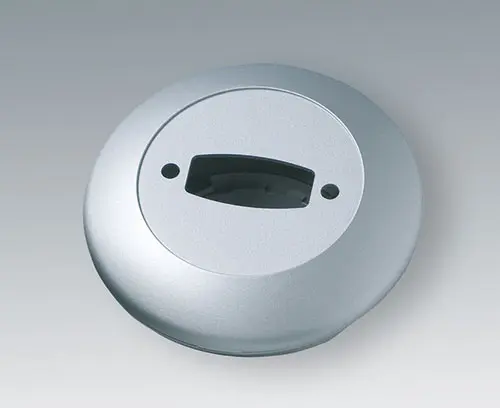 Top and bottom part of an enclosure, lacquered silver