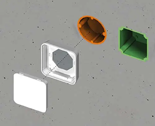 Enclosure for assembly on flush-mounted/cavity wall boxes